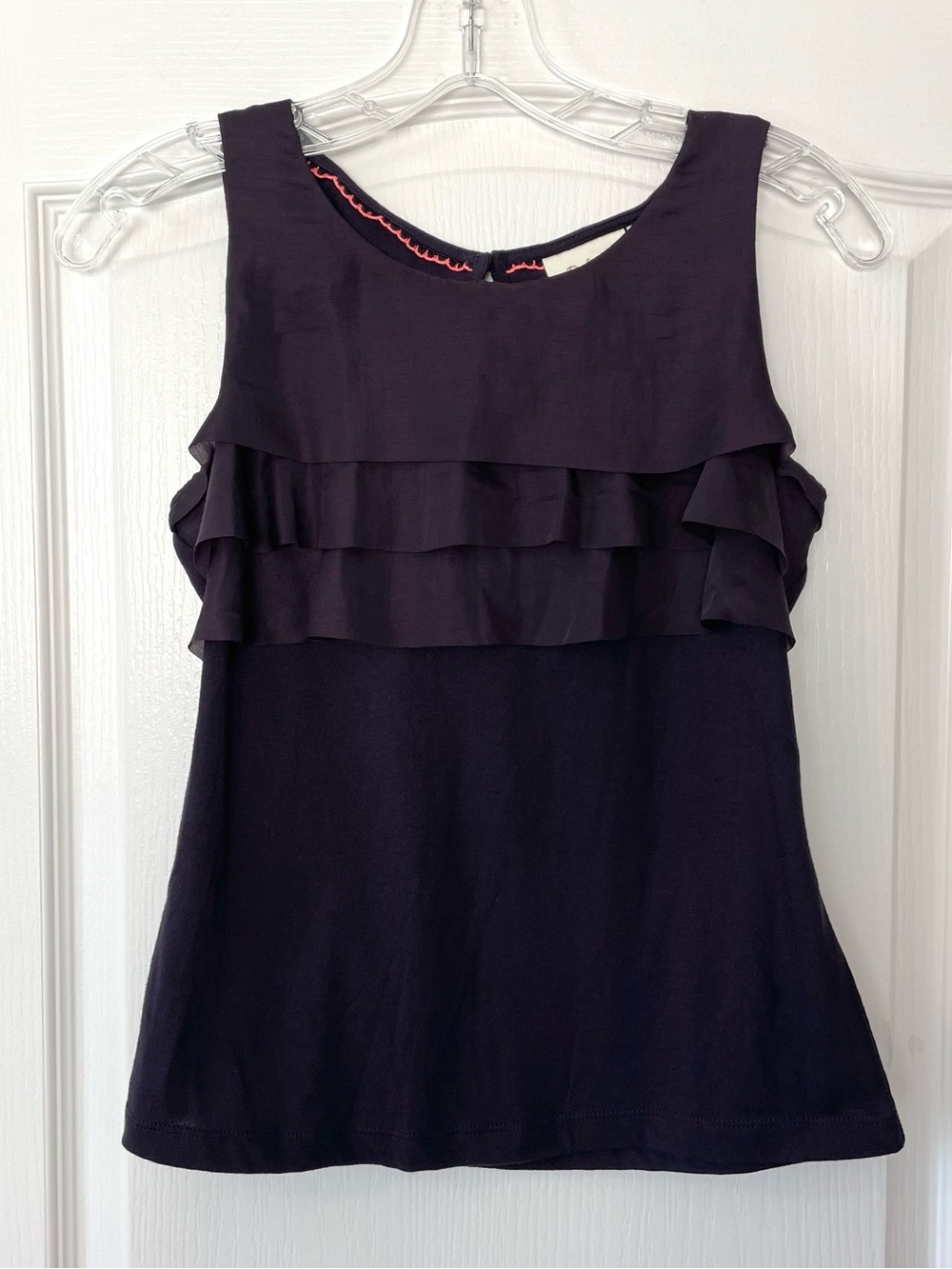 Anthropologie Deletta Navy Layered Ruffle Tank - Size XXSP